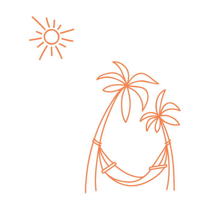 Hammock and Sun Line Art Illustration